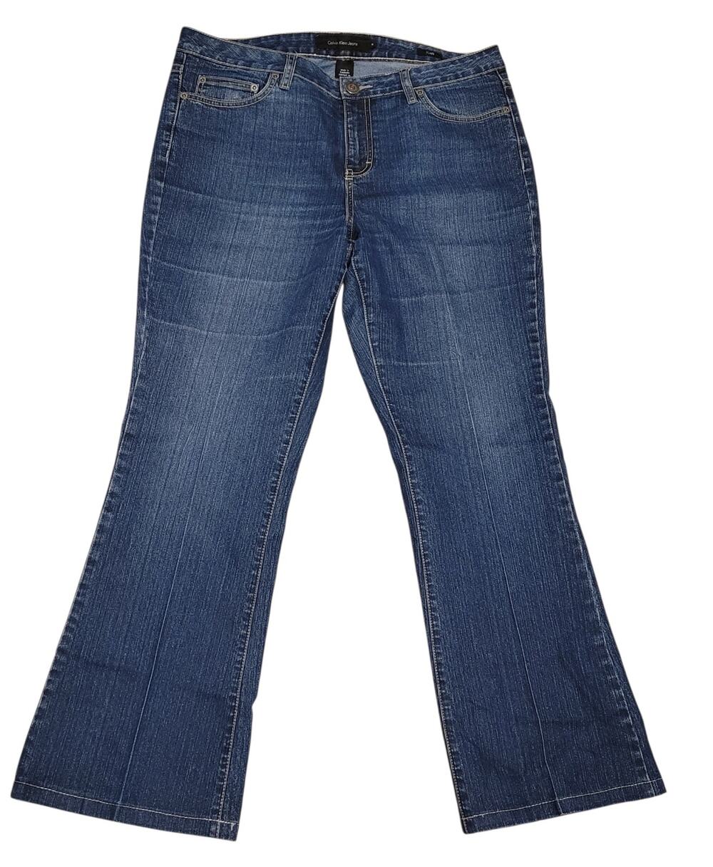 Calvin Klein Jeans Womens Flare Denim Mid Rise Classic Stretch Jeans Sz 14/32